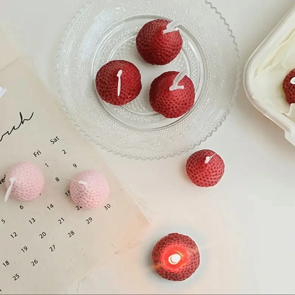 Strawberry Candle 6pieces Pink and Red Aromatherapy Romantic Small Size